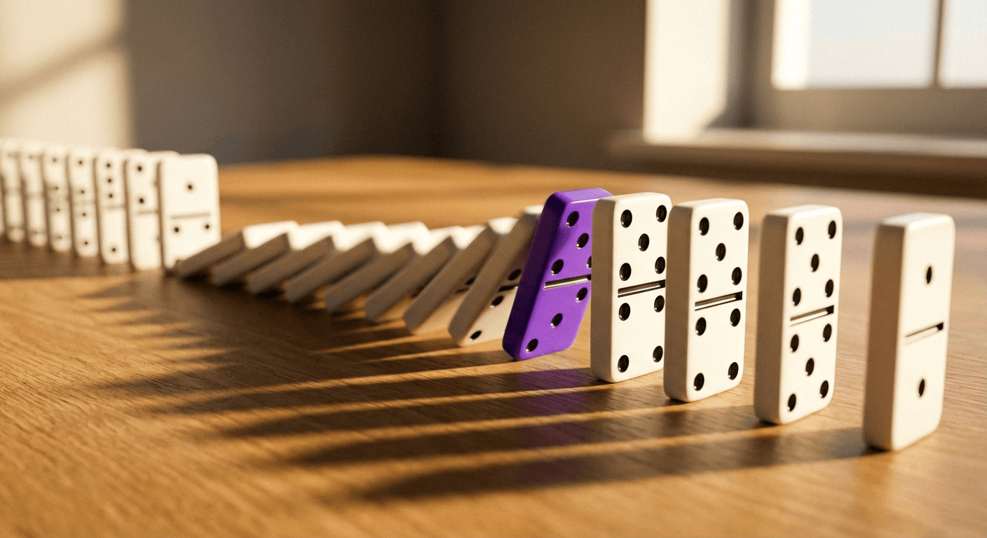 Marketing professional working on a laptop with automation workflows and dashboards visible